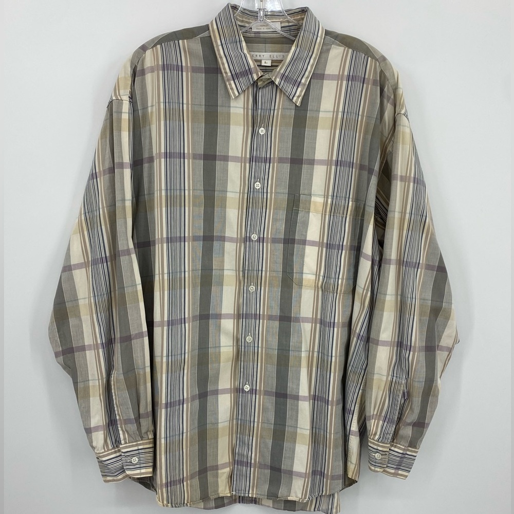 Mens Perry Ellis Plaid Button Down